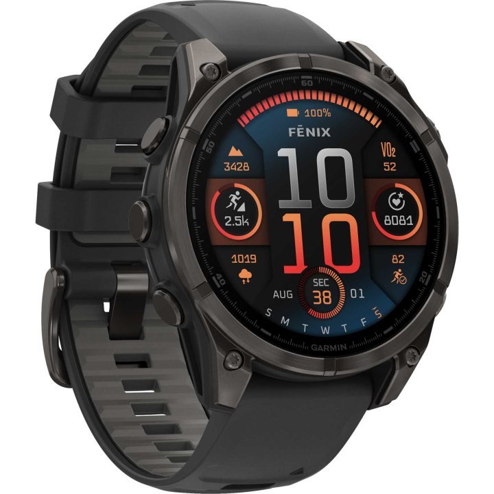 Garmin fenix 8 AMOLED Sapphire GPS Smartwatch - 47mm - Schwarz/Titan Carbongrau DLC - body - fitness