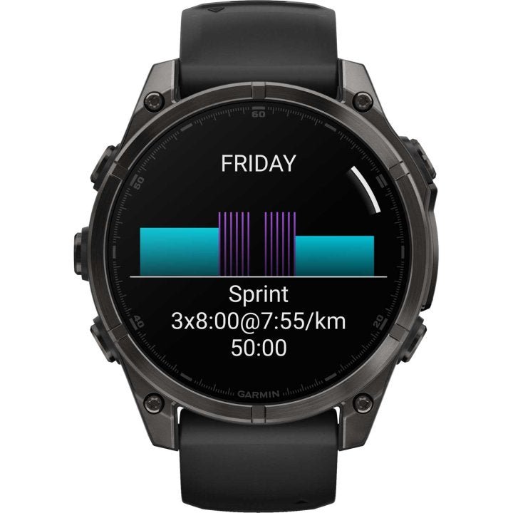 Garmin fenix 8 AMOLED Sapphire GPS Smartwatch - 47mm - Schwarz/Titan Carbongrau DLC - body - fitness