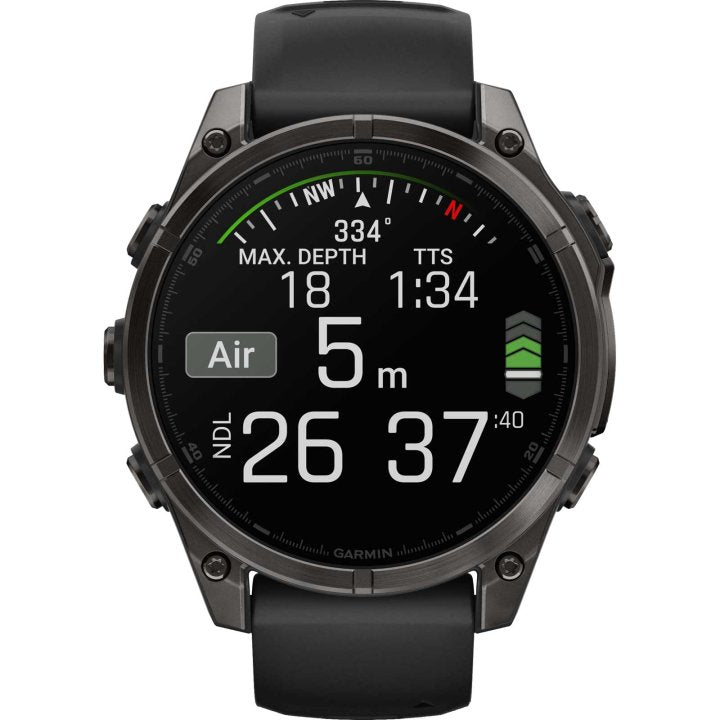 Garmin fenix 8 AMOLED Sapphire GPS Smartwatch - 47mm - Schwarz/Titan Carbongrau DLC - body - fitness