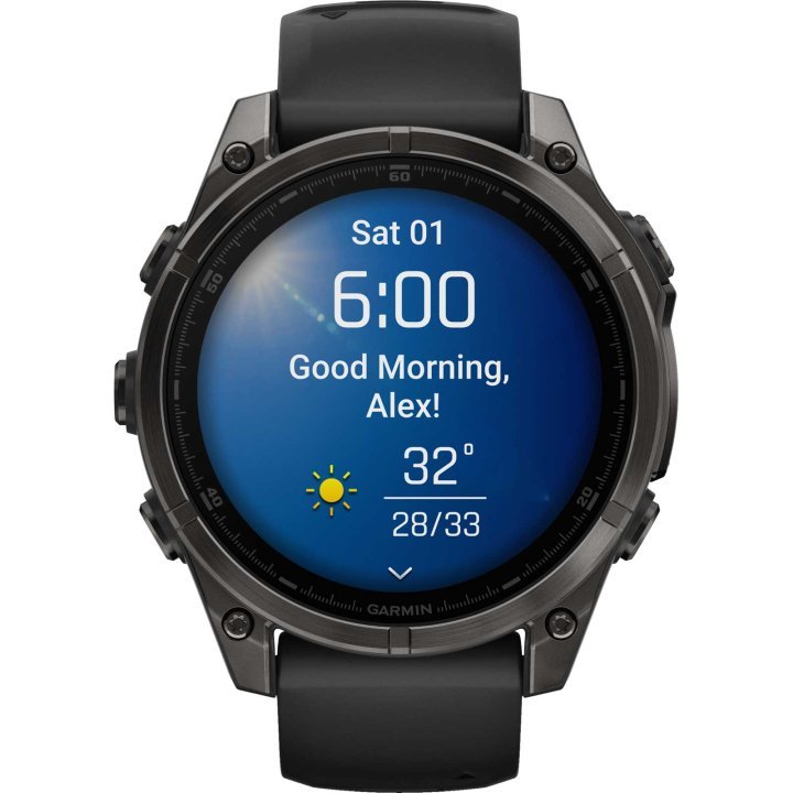 Garmin fenix 8 AMOLED Sapphire GPS Smartwatch - 47mm - Schwarz/Titan Carbongrau DLC - body - fitness