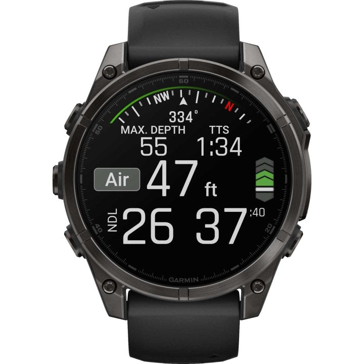 Garmin fenix 8 AMOLED Sapphire GPS Smartwatch - 47mm - Schwarz/Titan Carbongrau DLC - body - fitness