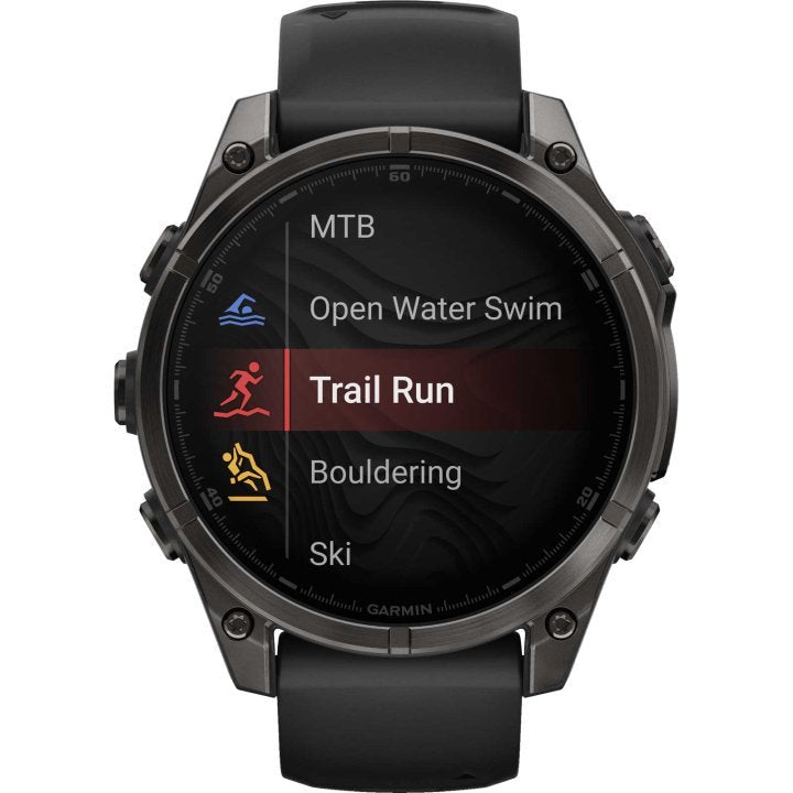 Garmin fenix 8 AMOLED Sapphire GPS Smartwatch - 47mm - Schwarz/Titan Carbongrau DLC - body - fitness